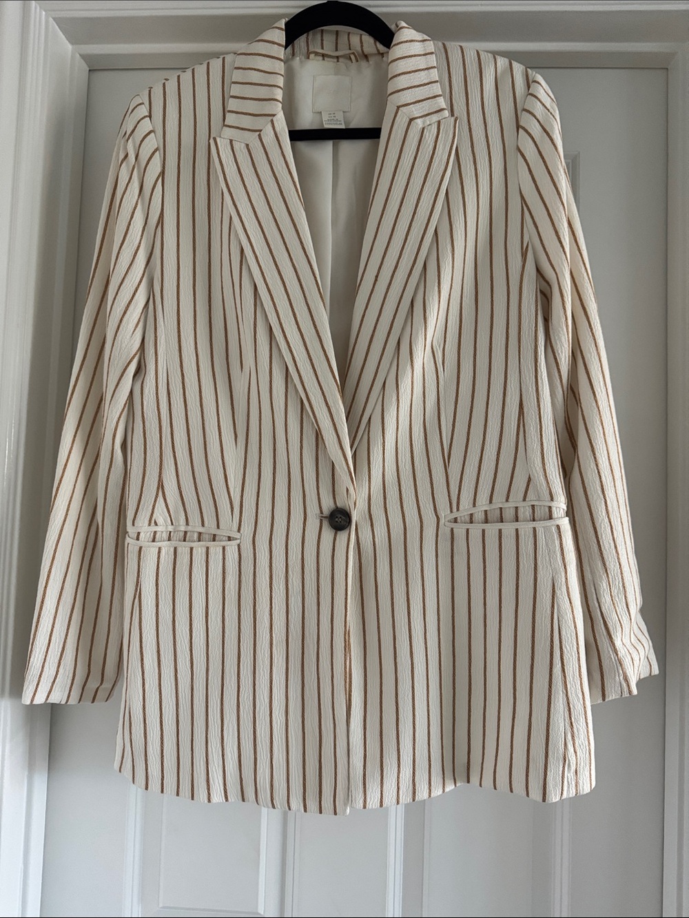 H&M Cream Blazer with Tan Pinstripes